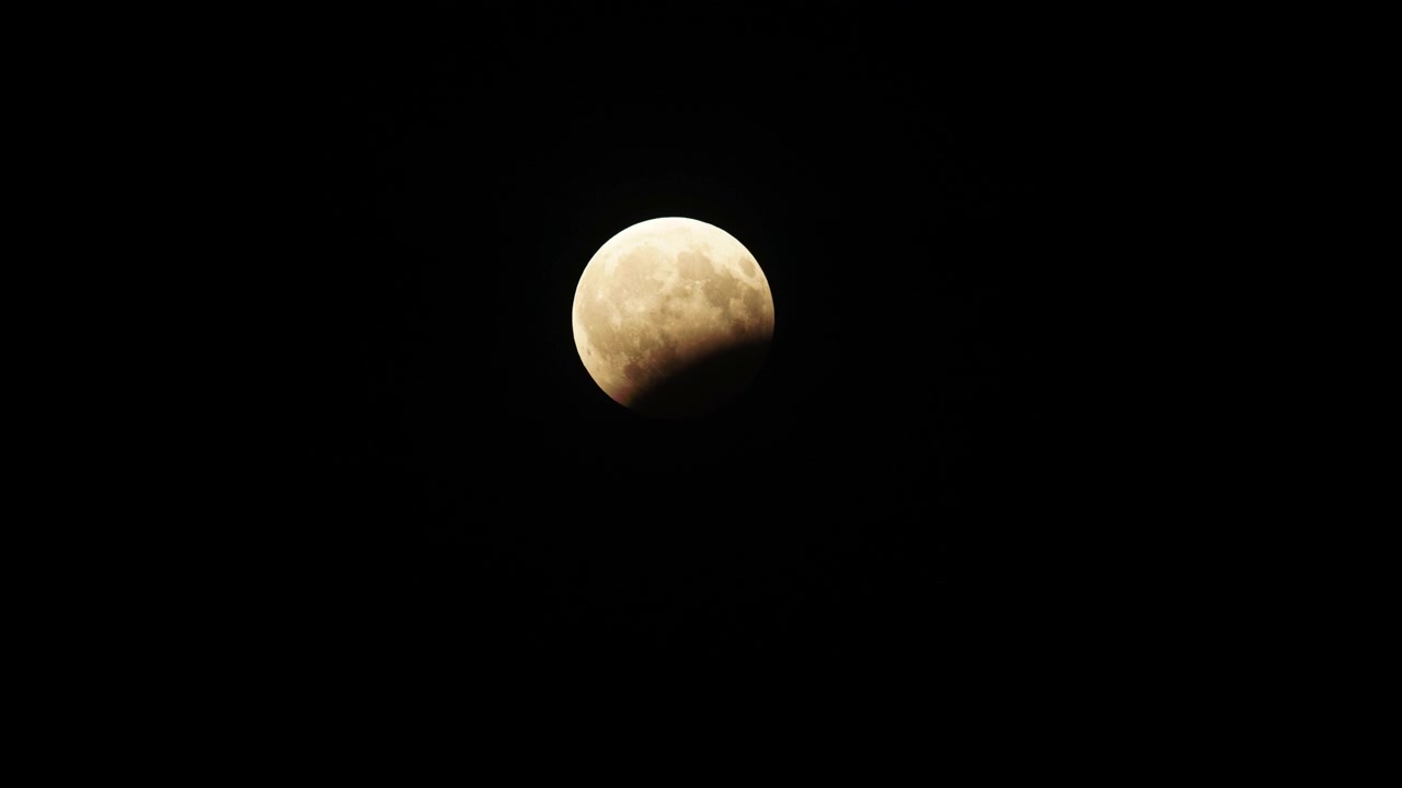 Partial Lunar Eclipse Moving Across the Night Sky