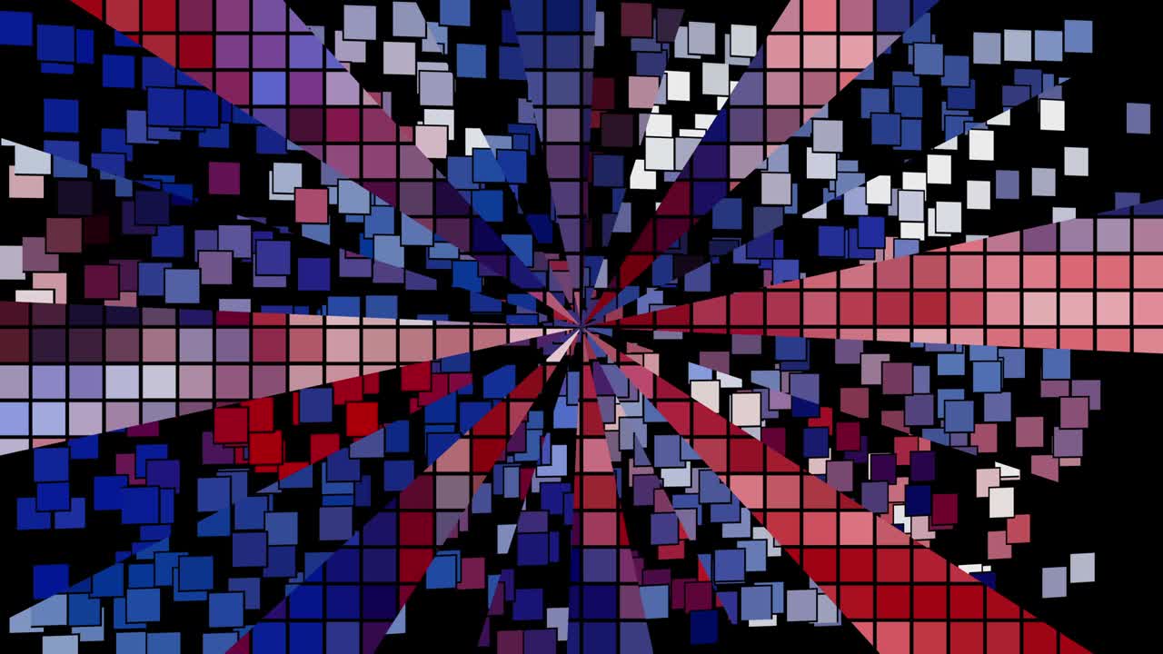 fondo abstracto rojo blanco. animación de píxeles flotantes, divididos en segmentos.