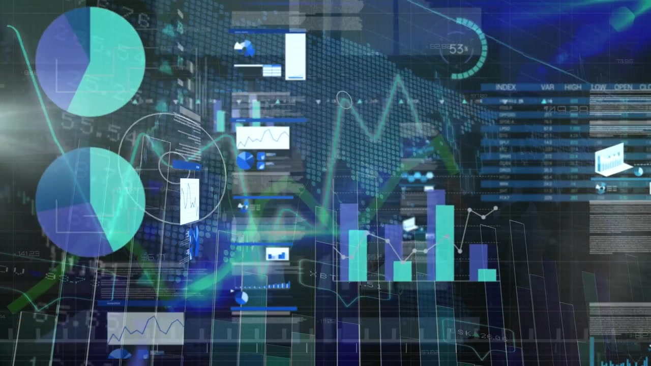 Digital Financial Data Visualization with Stock Market Charts and Graphs