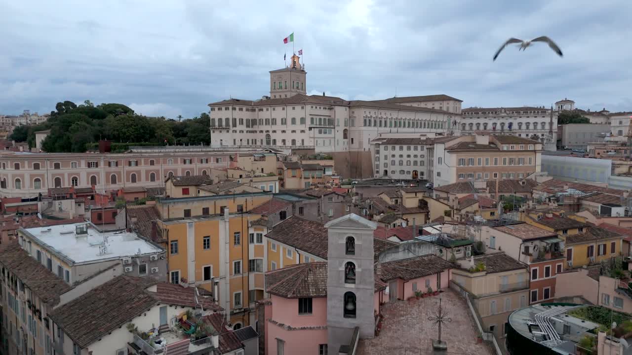 Aerial view of the Quirinal Palace and historic Roman rooftops