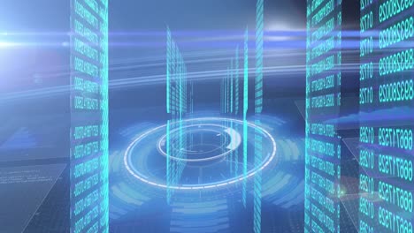 animación del procesamiento de datos a través de servidores informáticos
