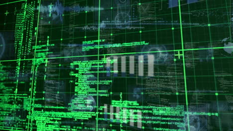 animation of data processing over globe and grid