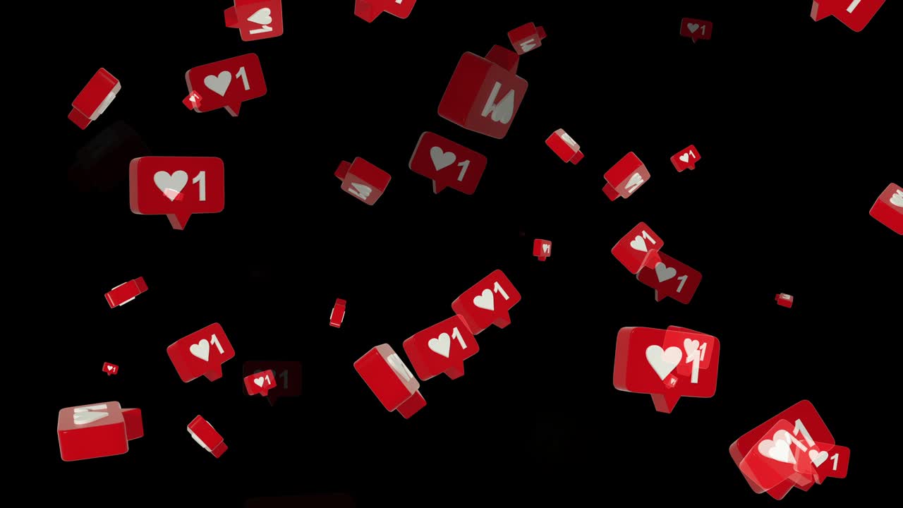 4K Abstract loopable flying social media notification like icon animation