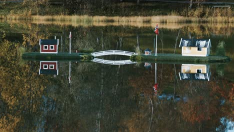 an idyllic scene in the town park in finnsnes, norway