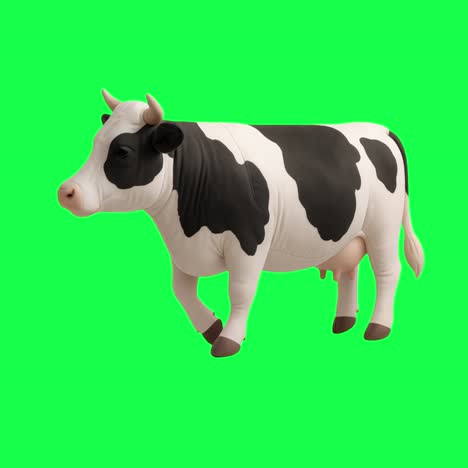 realistic cow animation, transparent 4k video, green screen