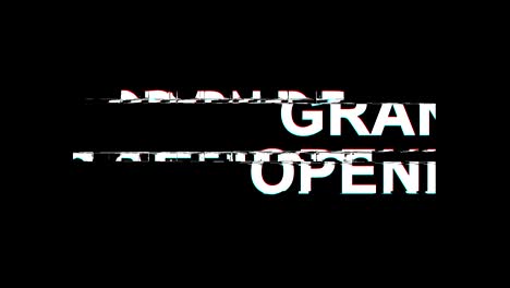 grand opening glitch effect text digital tv distortion 4k loop animation