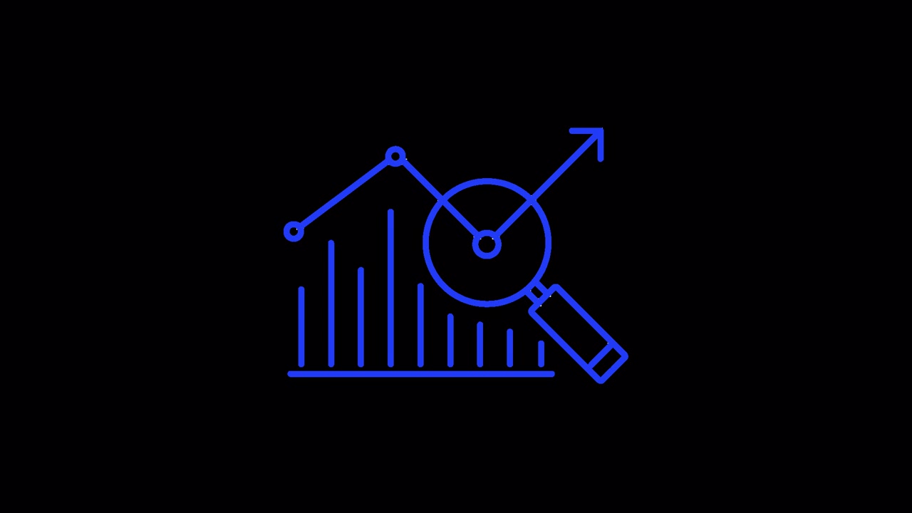 Animated Blue Icon Representing Data Analysis and Business Growth