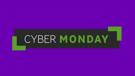 animación de un banner de texto de cyber monday contra patrones abstractos y coloridos en un fondo amarillo