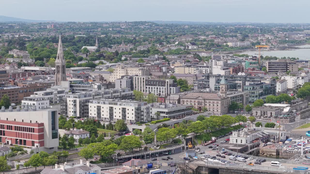 Aerial view of Dún Laoghaire town, Dublin, with coastal scenery