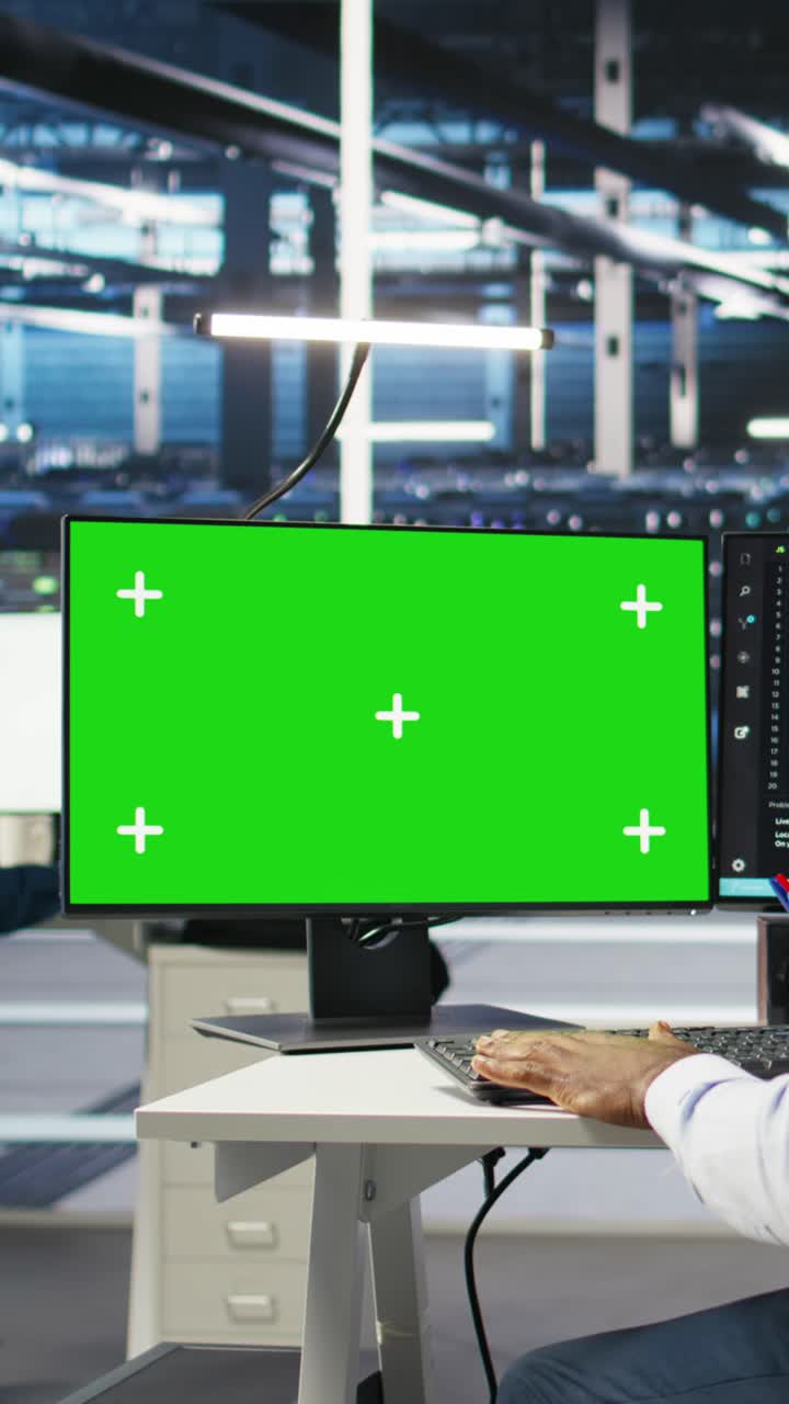 Vertical Video Data Center Admin Using Ai Node Tree Software On Isolated Screen Pc