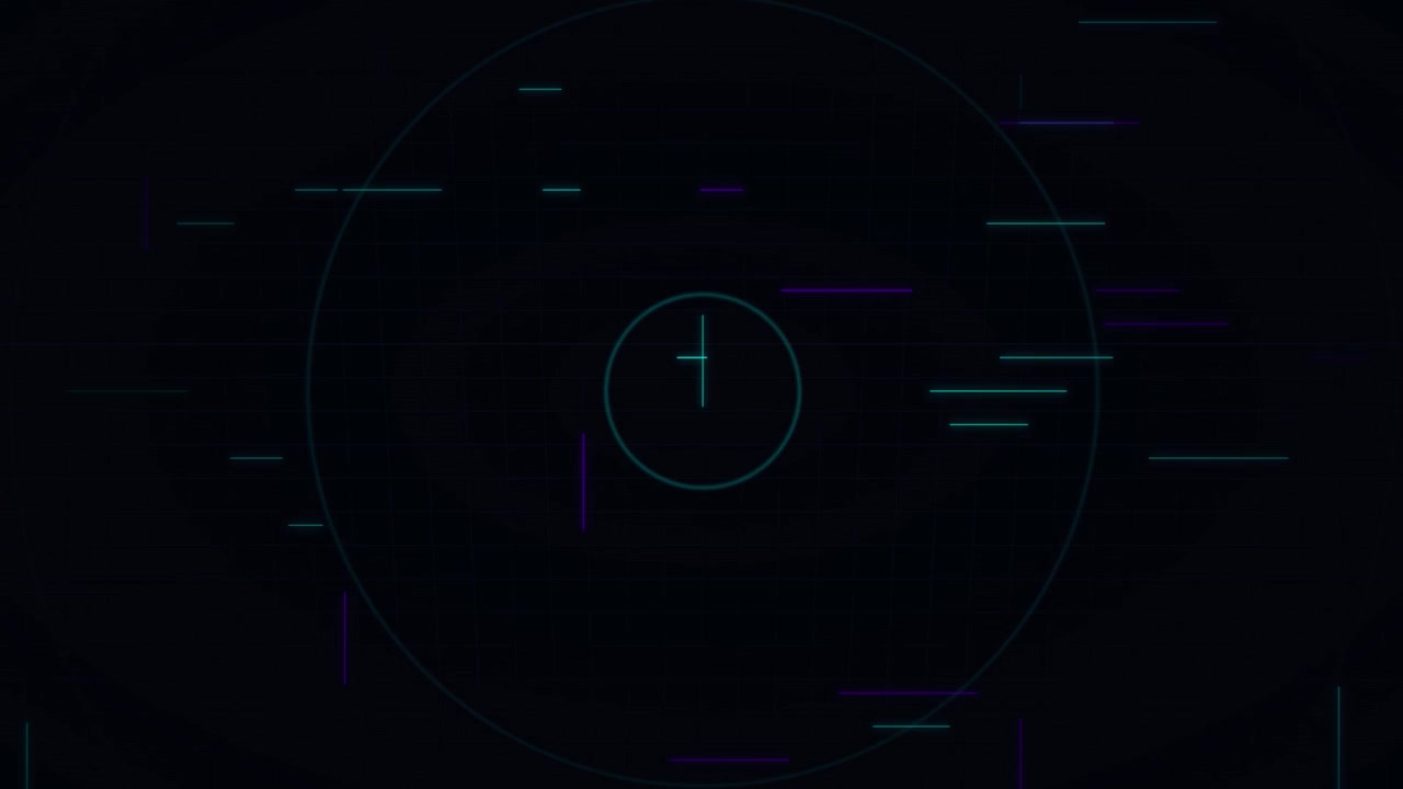 Abstract Digital Interface with Pulsing Circles and Geometric Lines
