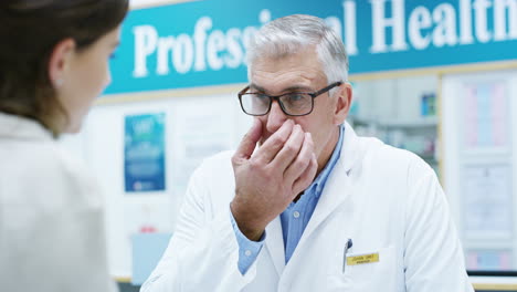 doctor and patient consultation in pharmacy