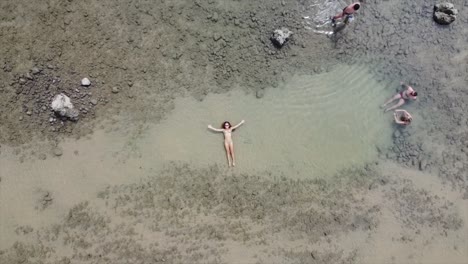 aerial drone shot of pipa beach brazil