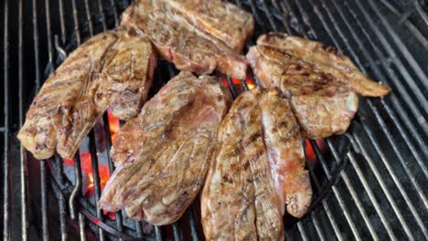 cooking lamb chops on a barbecue