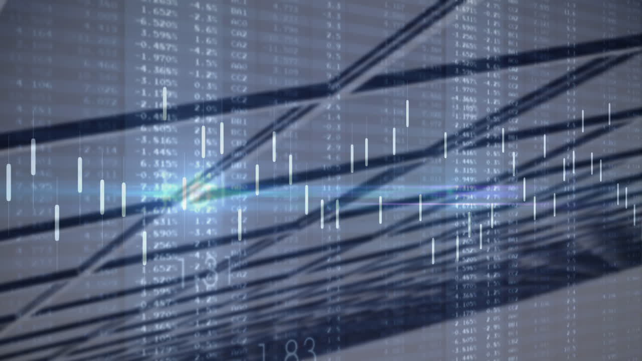 높은 건물의 클로즈업에 대한 데이터 처리의 애니메이션