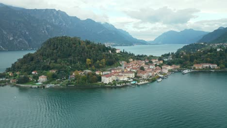 aerial: historic centre of bellagio shelters 350m southwest of the promontory of the larian triangle