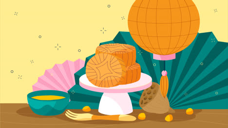 an animation of a flat background for mid-autumn festival celebration