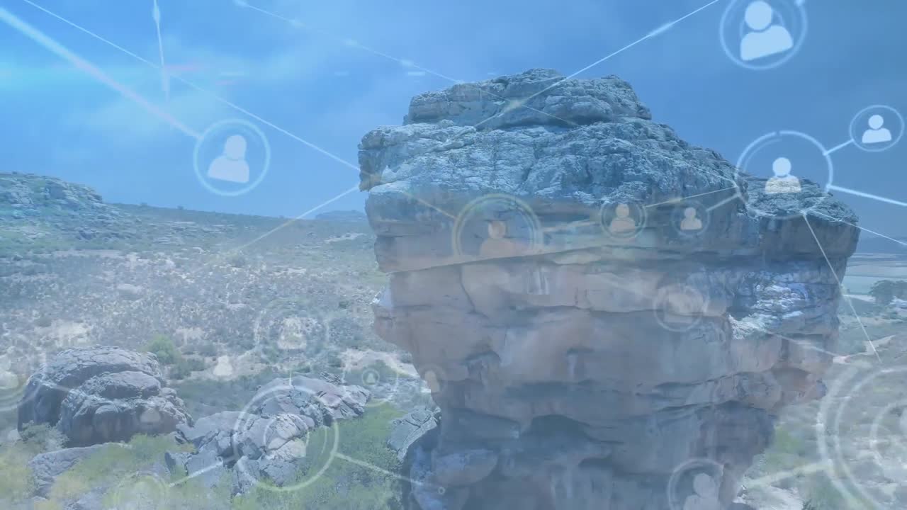 풍경에 대한 연결 네트워크의 애니메이션