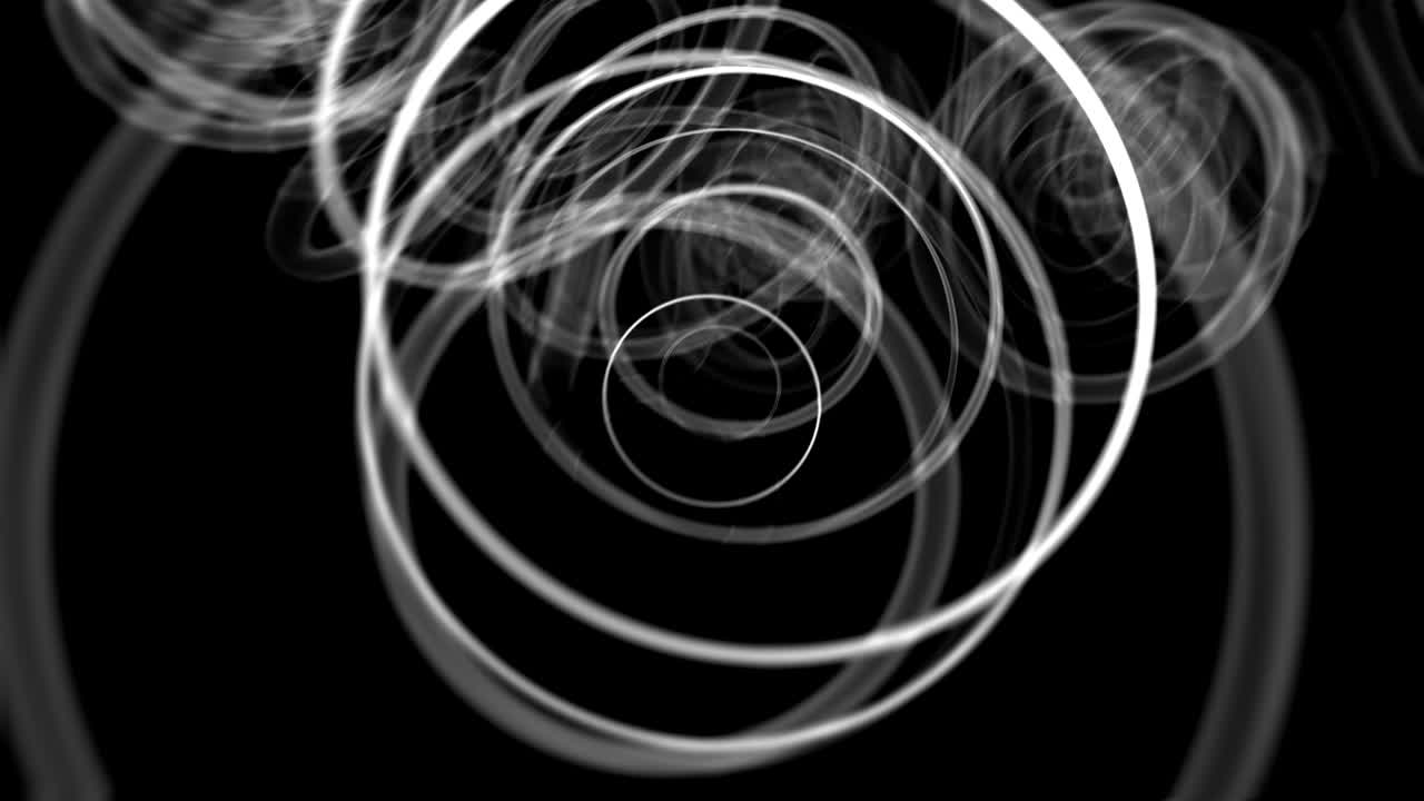 túnel de círculos de neón. toroide blanco y negro como un vuelo al otro mundo.