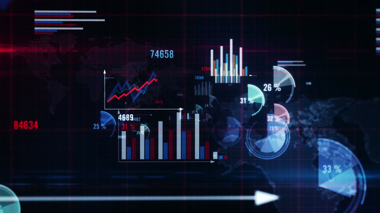 Economy, statistic, global business and finance 3d chart loop animation