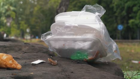 take out trash bag left near angkor wat temples