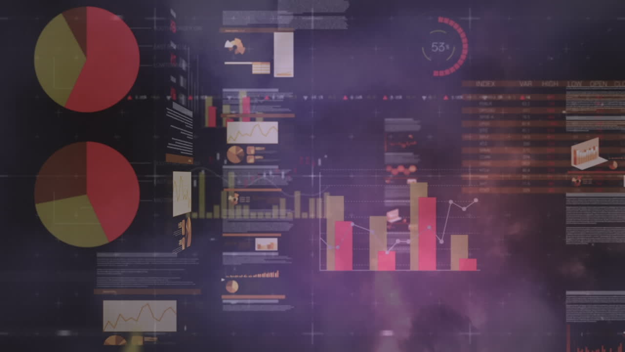 animación del procesamiento de estadísticas sobre nubes y cielo