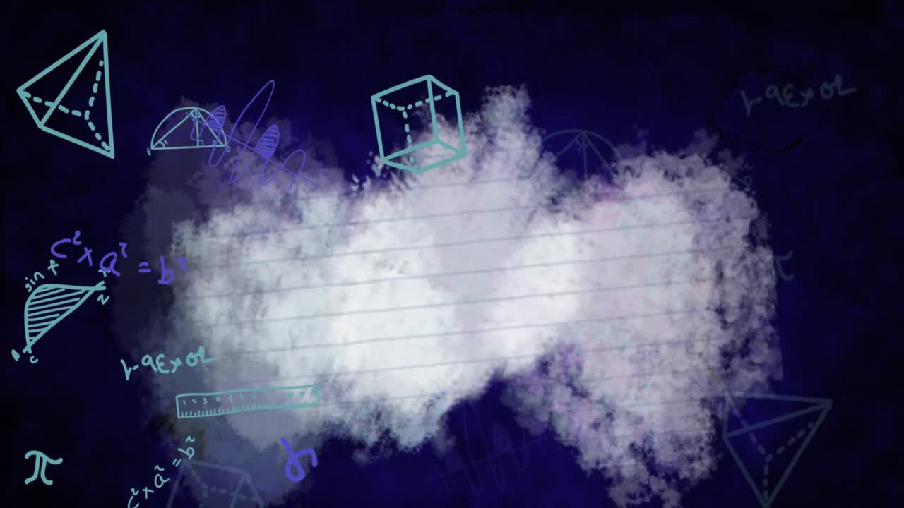 파란색 배경에 대한 수학 방정식과 다이어그램