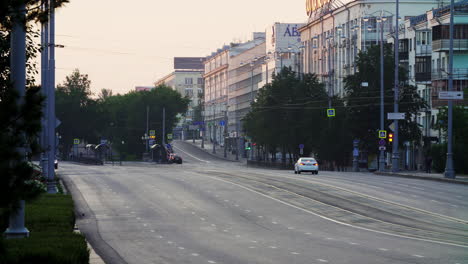 empty city street at dawn