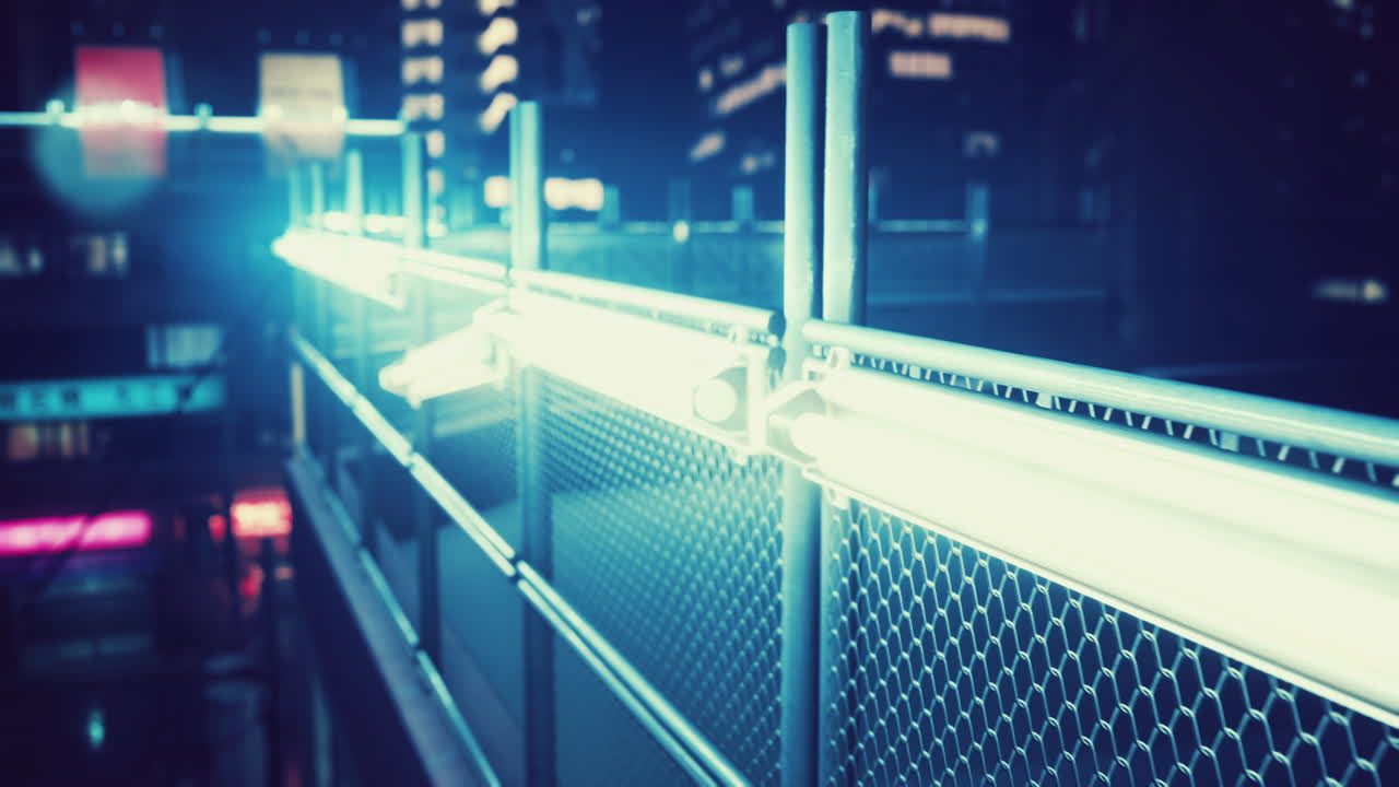 escena nocturna de la ciudad de japón con luces de neón