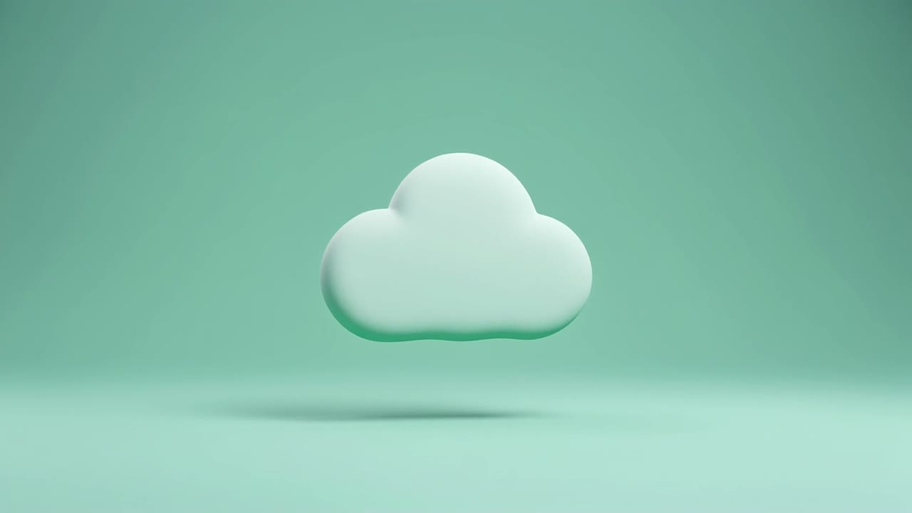 Animated 3D Cloud Icon Growing on Green Studio Background