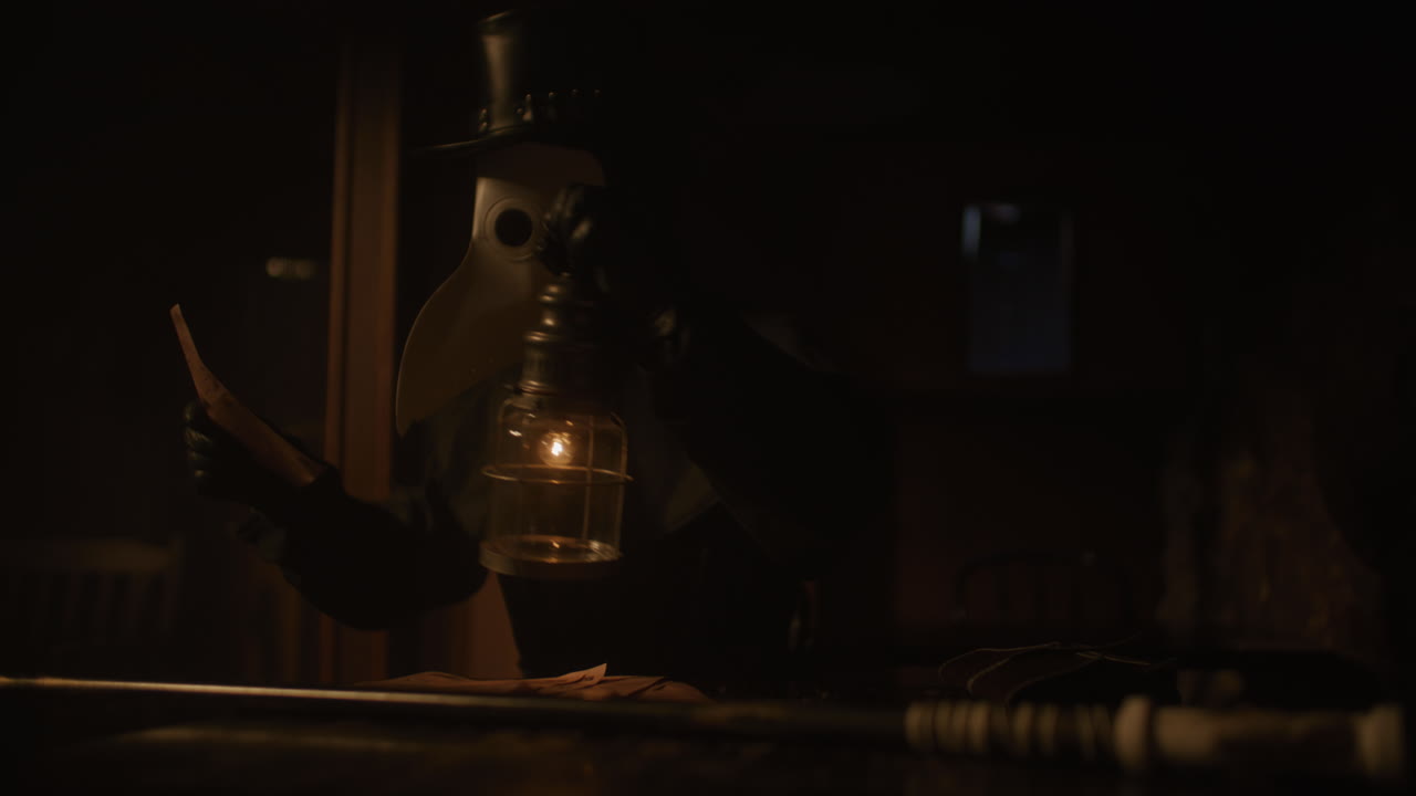 Plague Doctor in Dark Room