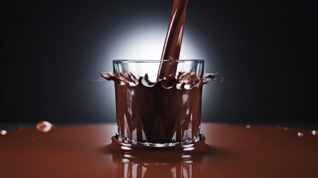 Chocolate splash in glass
