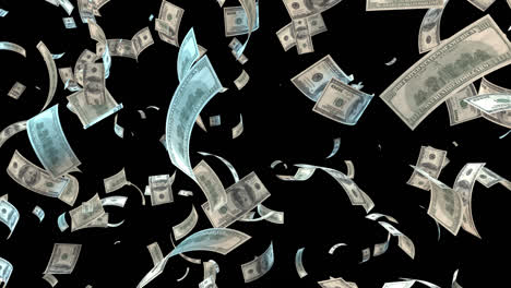 3D-dollar-animation,-money-notes-are-falling-and-forming-rain-effect,-black-background-good-for-overlays-with-alpha-matte-blending,-concept-of-throwing-a-substantial-amount-of-paper-money