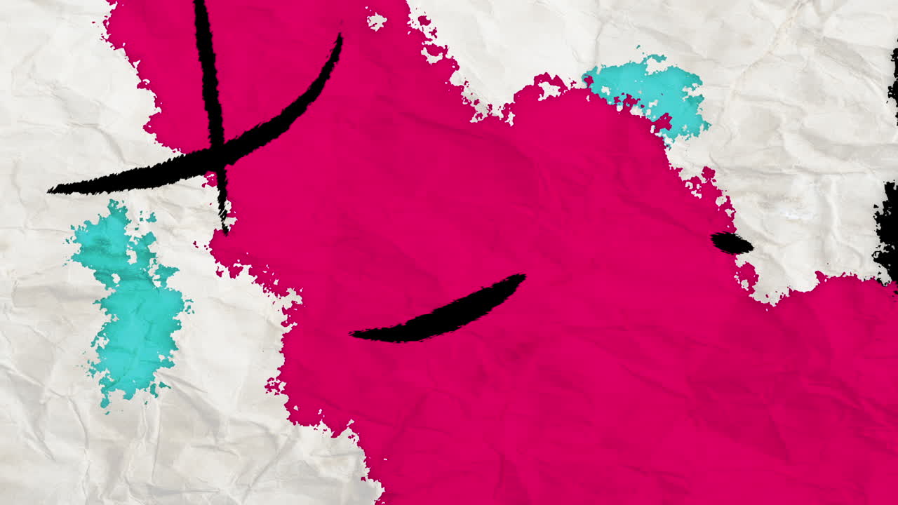 Abstract Crumpled Paper Background with Ink Splashes and Brush Strokes
