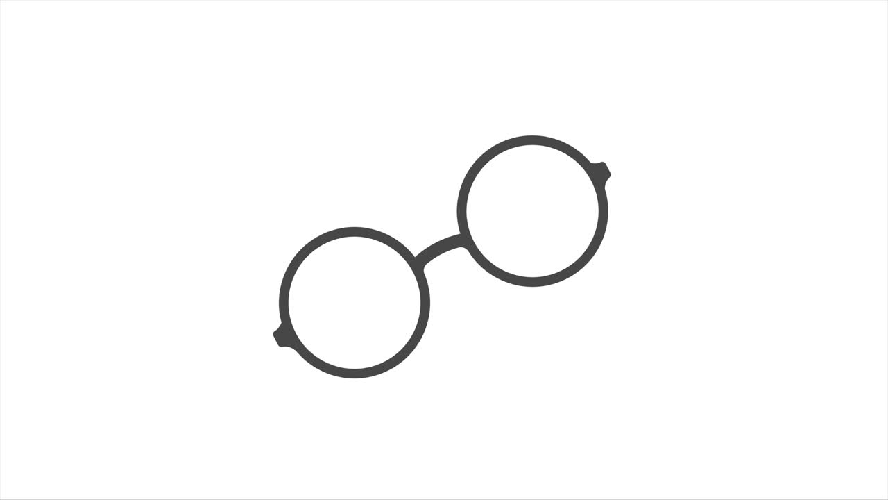 색에 고립된 애니메이션 아이콘을 찾는 안경. 레트로 둥근 안경