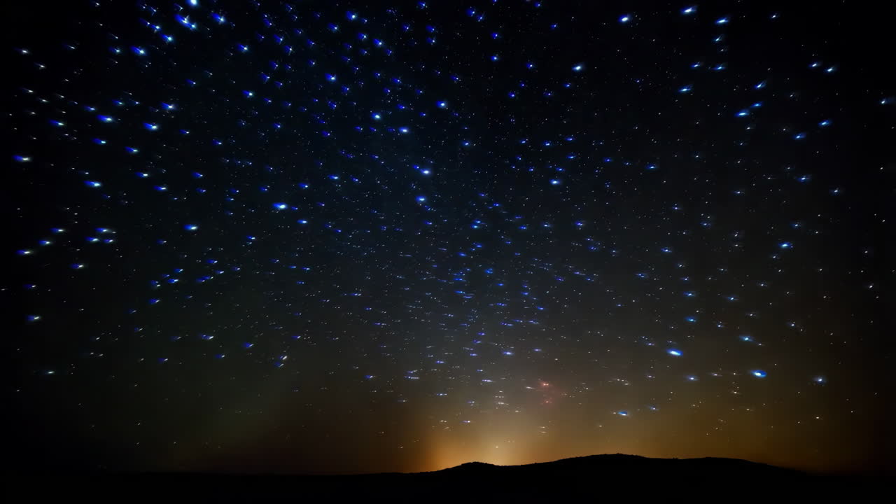 Starry Night Sky Over Silhouette Mountains