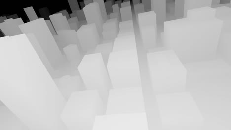 mapa de la ciudad en 3d en blanco y negro volando a través