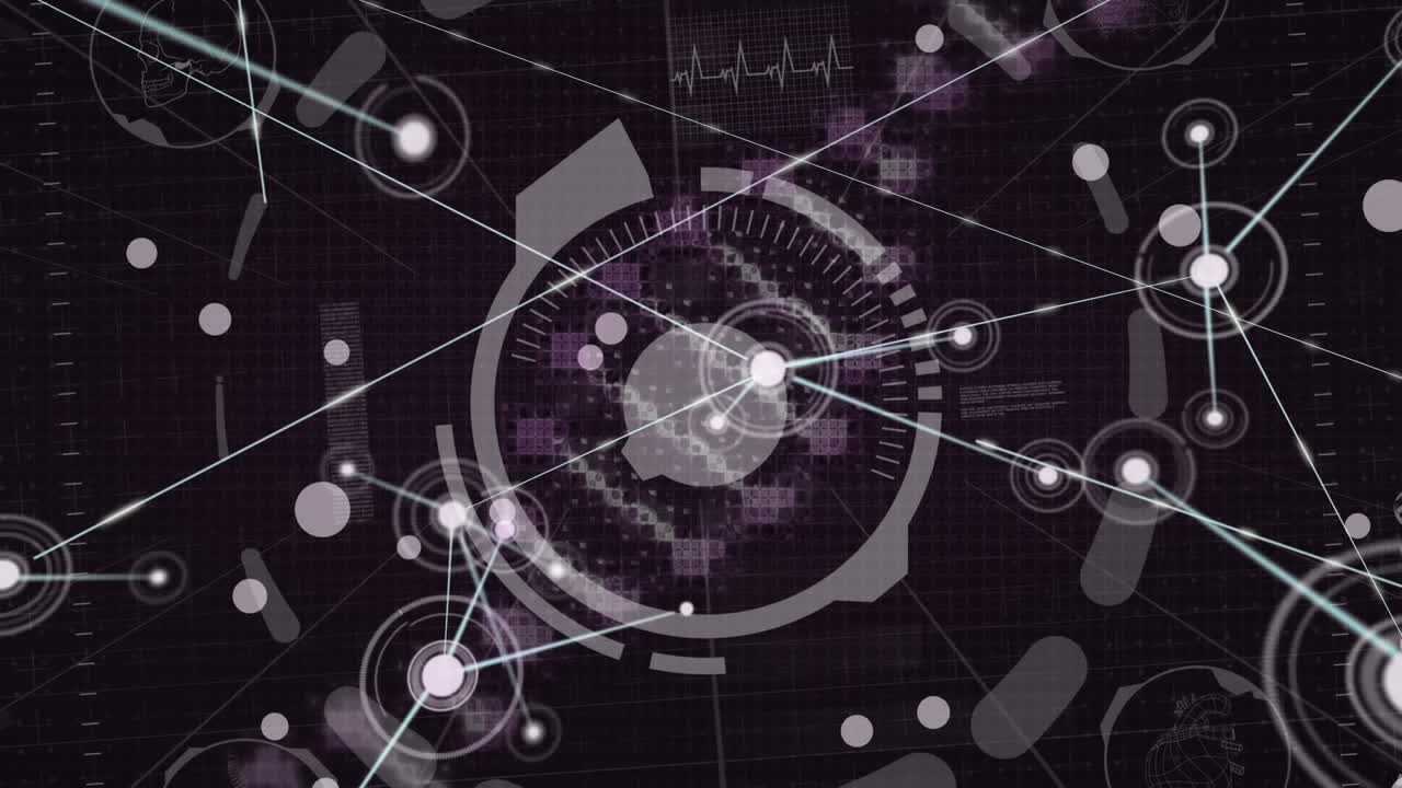 데이터 처리와 연결 네트워크를 가로지르는 dna 가닥의 애니메이션