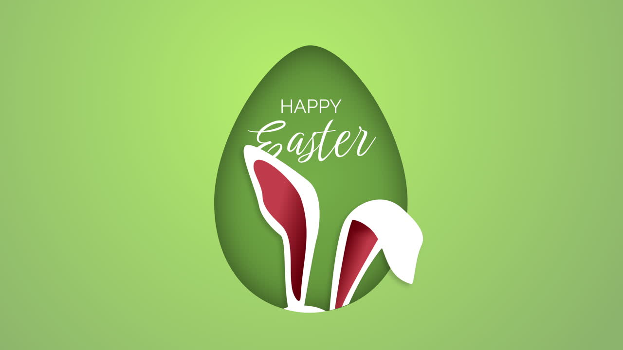 Happy Easter. Festive animation with an Easter bunny in an egg. Looped screensaver.