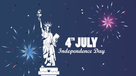 celebración del día de la independencia de los estados unidos con la estatua de la libertad y fuegos artificiales