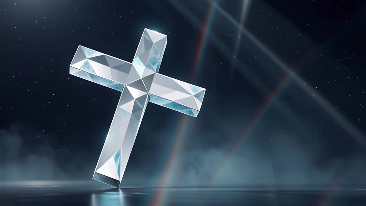 Croce Cristiana Luce Celestiale Sfondo per il Culto.