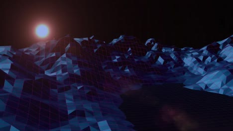 animation of sun and moving metaverse landscape