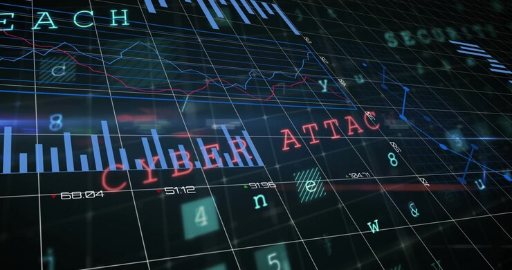 Animation of data processing on black background