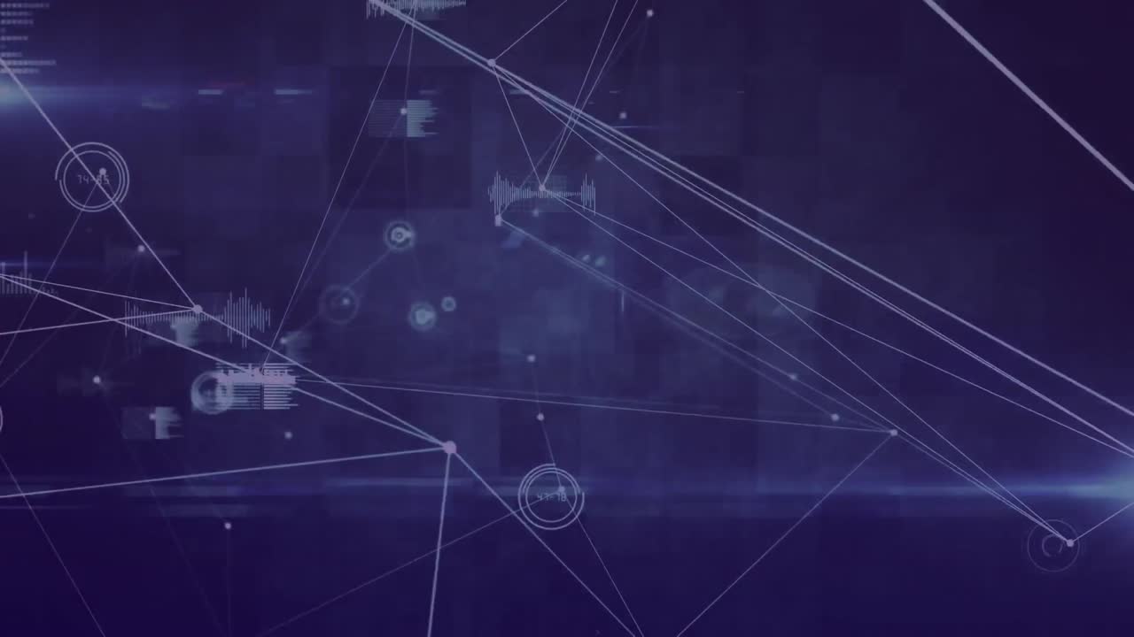 Communication networks and processing data on a dark blue background