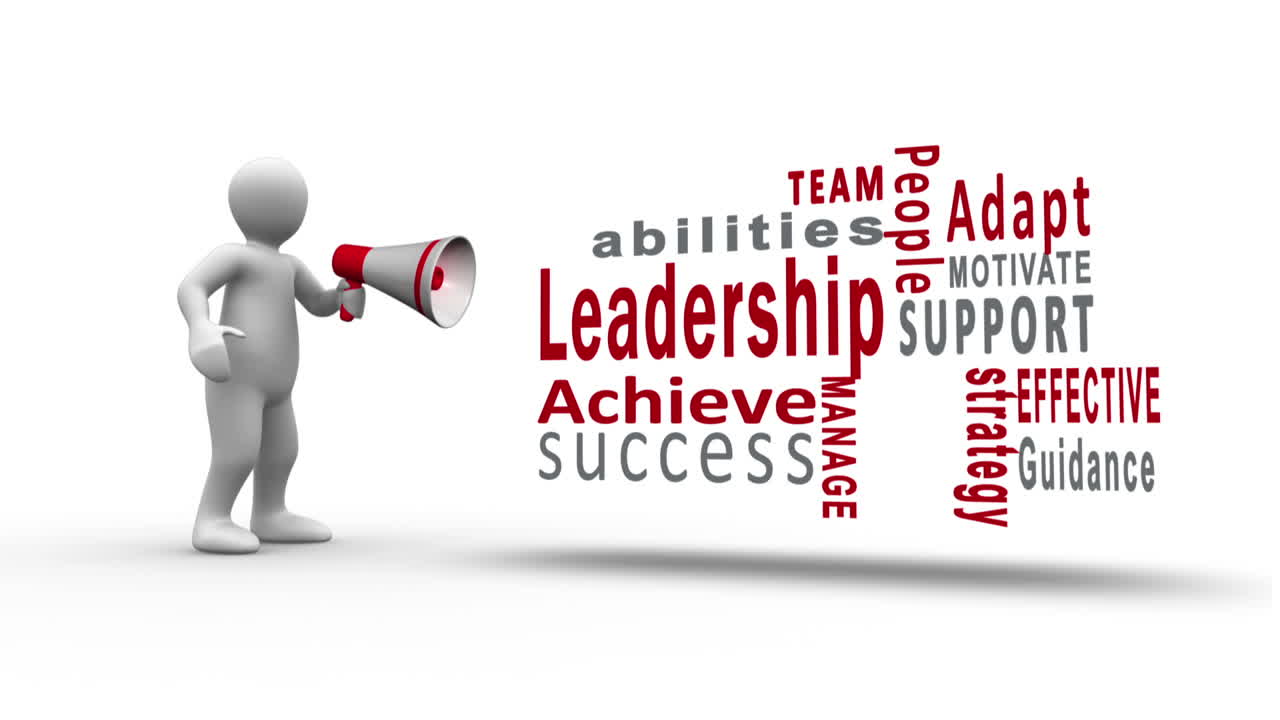 White figure yelling into a megaphone to reveal customer leadership terms