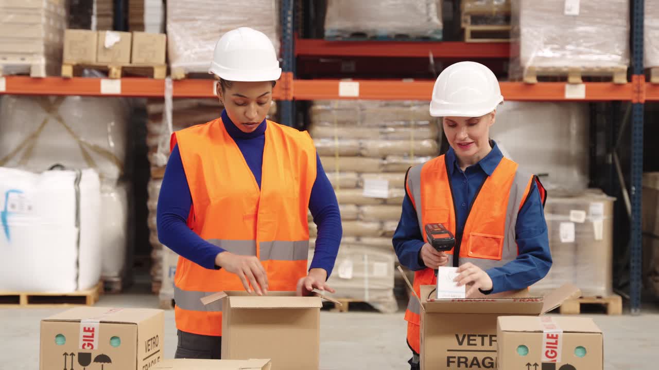 Warehouse workers preparing packages