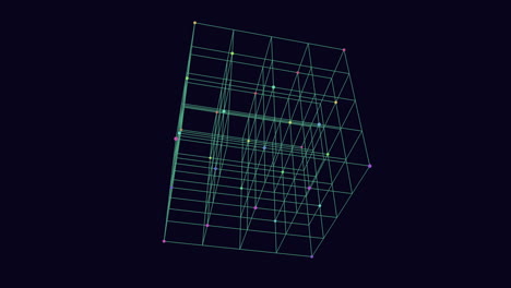 cubo de cuadrícula 3d futurista suspendido en el espacio negro