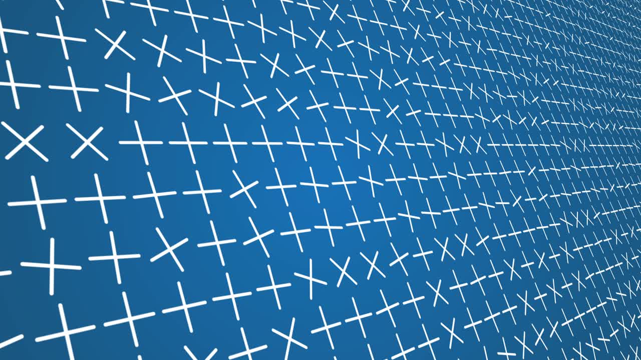 formas básicas giratorias cruces blancas fondo azul animado de primer plano