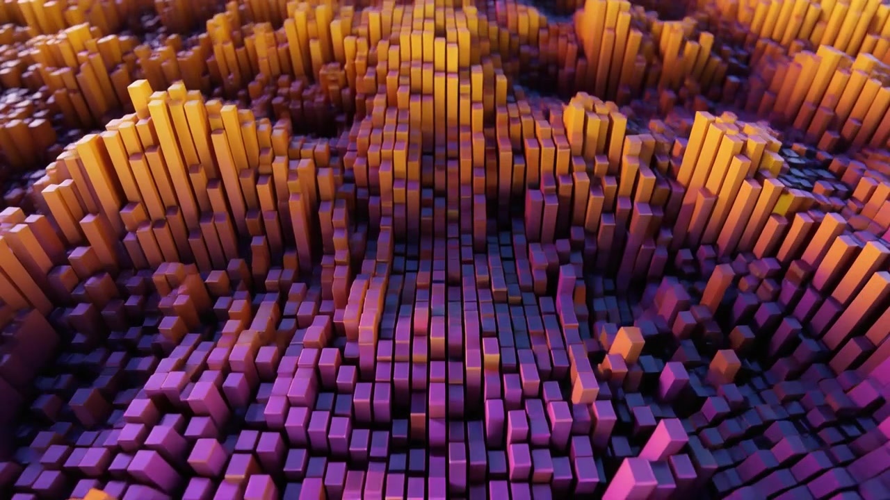 Abstrakte 3D-Animation von sich bewegenden farbigen Würfeln