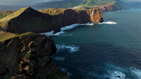 aerial panoramic view of ponta de sao lourenco coast on madeira island, portugal